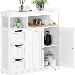 Armario de Baño Suelo Mueble de Baño con Cajones y Estante Ajustable Mueble con Puertas Salón Aparador Cocina