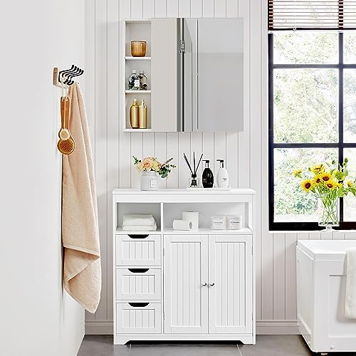 Armario de Baño Suelo Mueble de Baño con Cajones y Estante Ajustable Mueble con Puertas Salón Aparador Cocina - Imagen 2