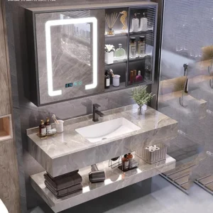 Espejo de baño de estilo simple y moderno + armario de lavabo en uno